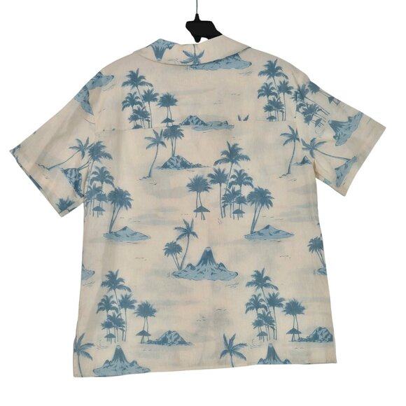 Gianni Bini Womens Size M Margaux Palm Tree Button Front Linen Blend Blouse (62) - Picture 3 of 11